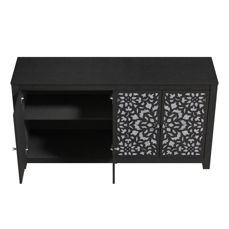 Arrastia Traditional Coordinated Dining Storage Sideboard Set Of 2, Black Oak