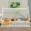Lit simple, plancher en forme de tente, avec garde-corps, lattes-587513081