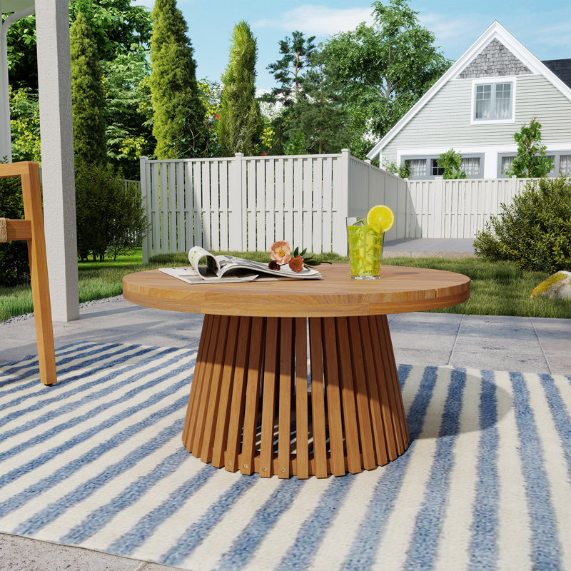 Outdoor Solid Wood Side Table, 13.3" H x 27.5" W x 27.5" D