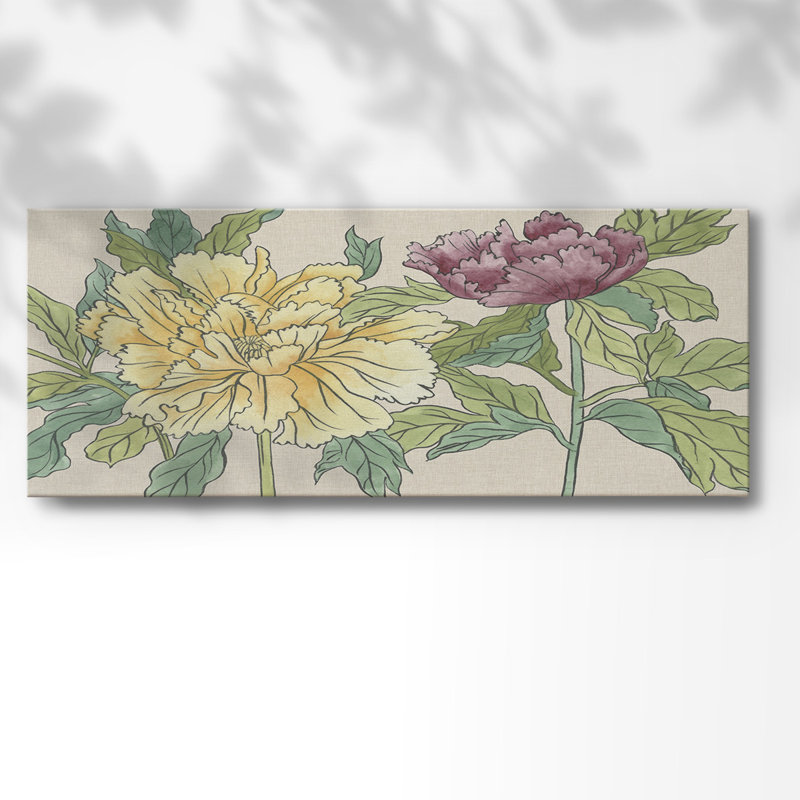 Peony Blooms II sur impression sur toile, H 24 po x l 60 po x P 1,5 po
