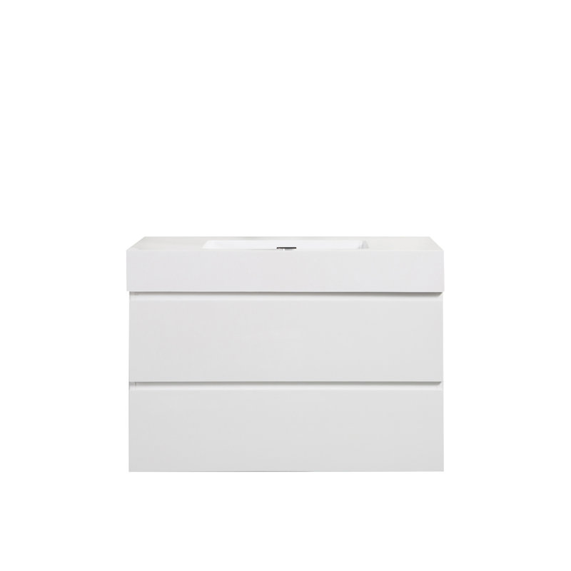BB02-36-101, Integrated solid surface basin WITHOUT drain and faucet