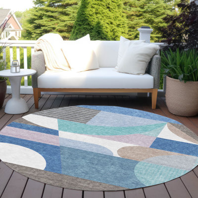 Machine Washable Indoor/Outdoor Claudian ACN1667 Sky Rug