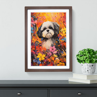 Shih Tzu Colour Field No.2 - Single Picture Frame Print on Wood
