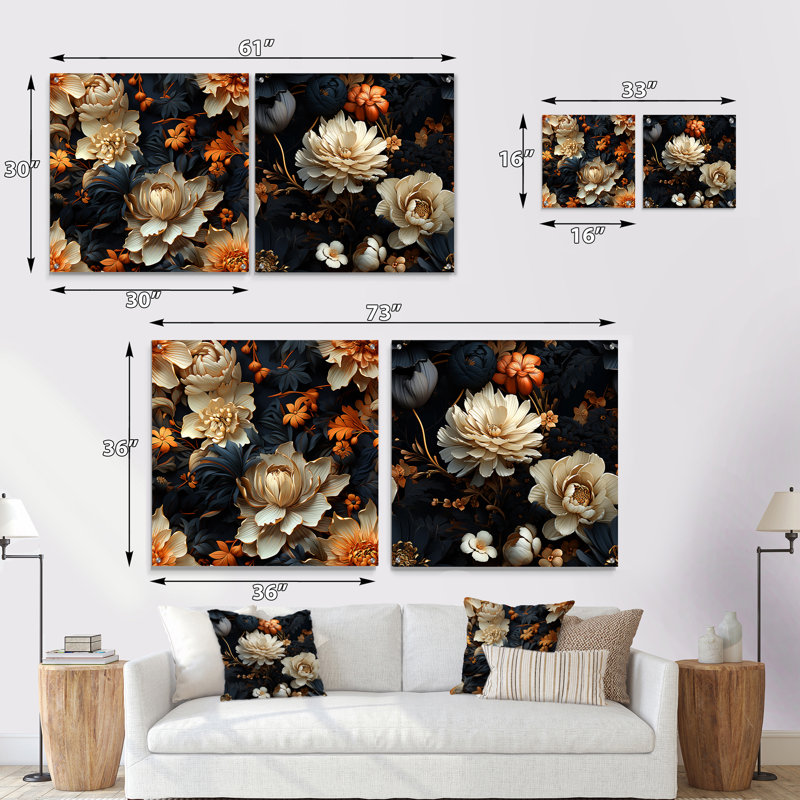 Rochers - Ensemble de 2 art mural en verre acrylique, H 16 po x l 33 po