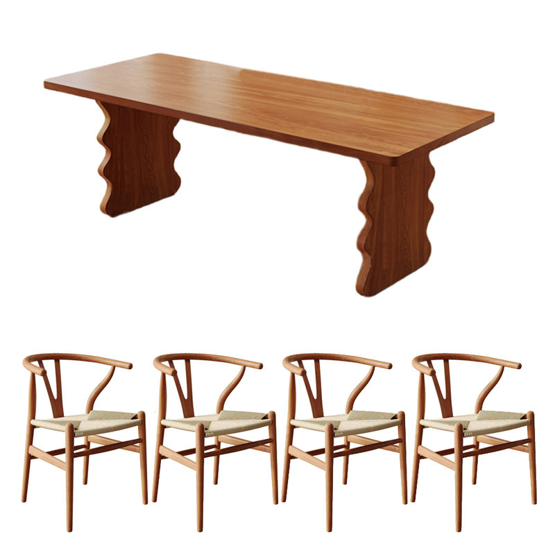 Ensemble de table de salle à manger en bois massif, H 29,53 po x L 62,99 po x l 31,5 po
