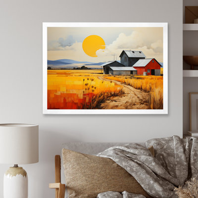 «Yellow Barn Minimalsim Landscape III - Farmhouse», reproduction d'art sur toile