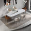 Table de salle à manger ovale en bois massif blanc-1974978703