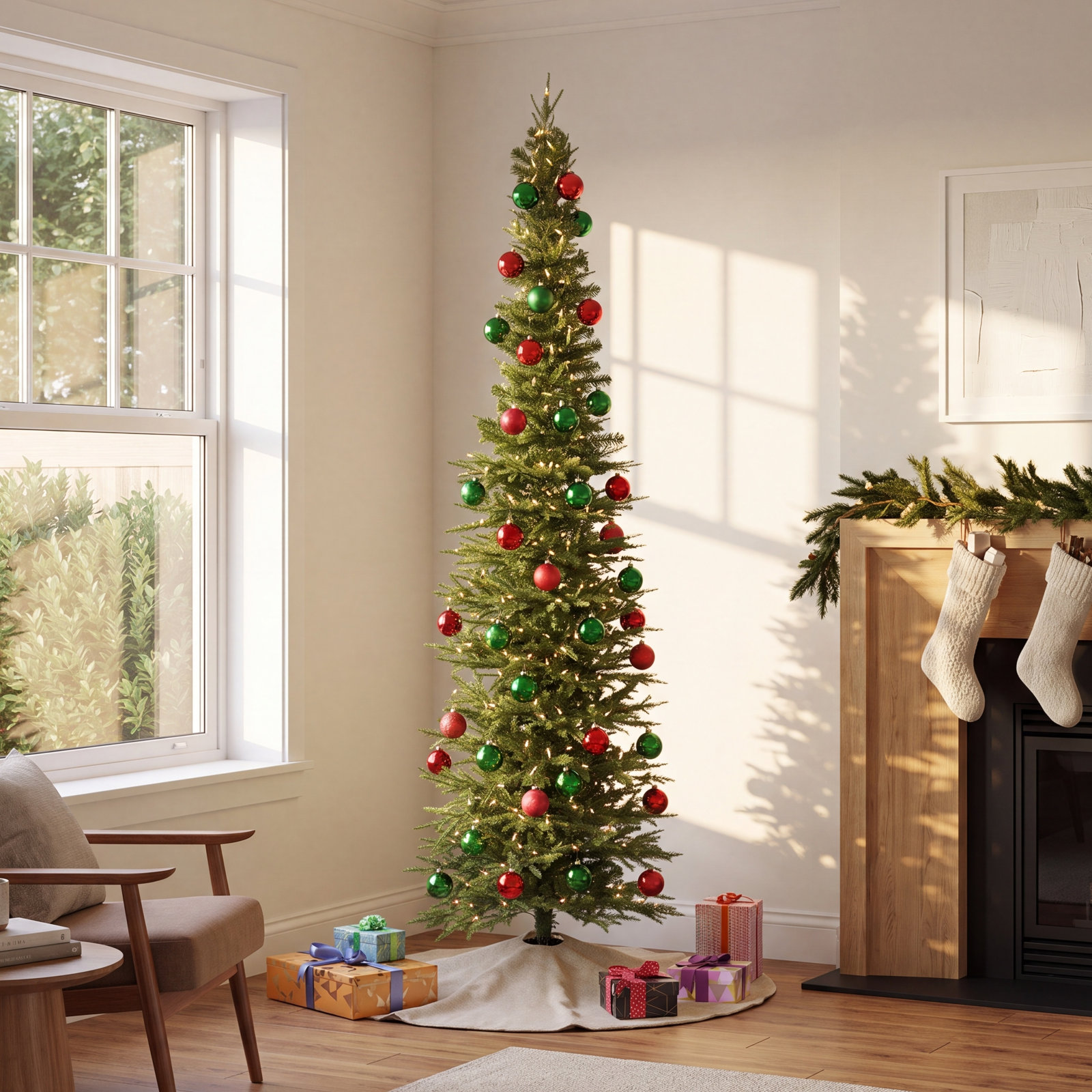 Pencil 7.5' Pre-Lit Fir Christmas Tree