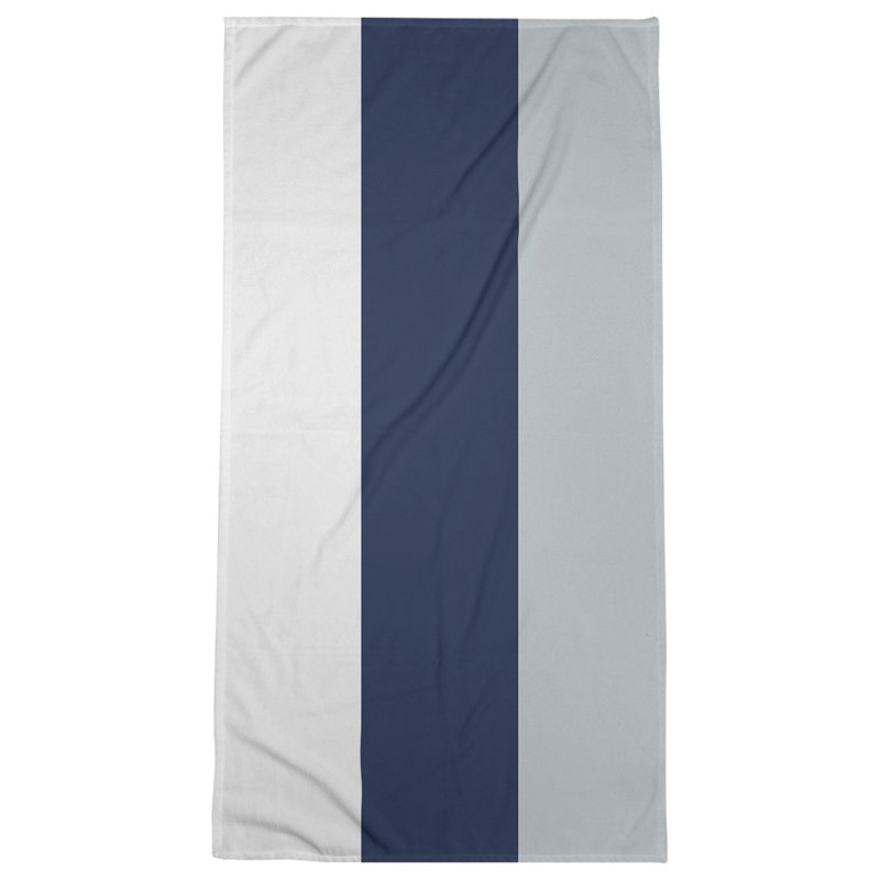 Bath Towel, White/Midnight Navy Blue/Gray, Microfiber