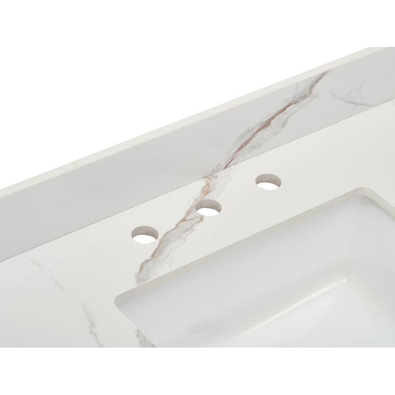 Comptoir de salle de bain 48 po Marseille avec tablier blanc avec lavabo Calacatta