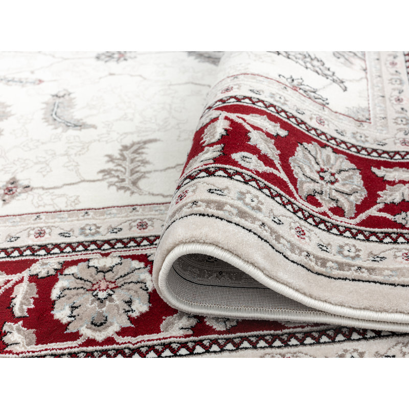 Tapis oriental crème / rouge Skillings, Rectangle 5 pi 3 po x 7 pi 7 po