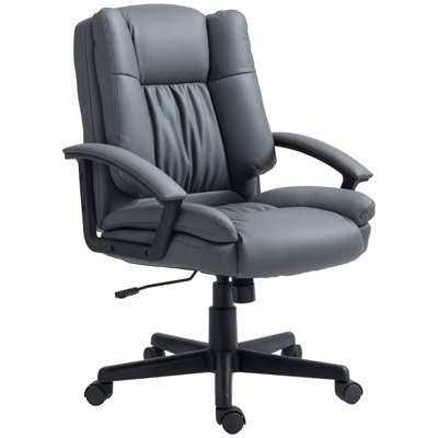 HOMCOM Desk Chair PU Leather Office Chair Adjustable Height