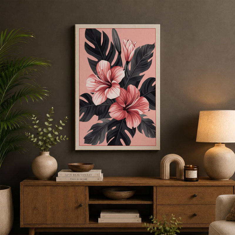 Delicate Blooms Botanical - Wrapped Canvas, 18x12 - 45.7 x 30.5 cm, Teal Border