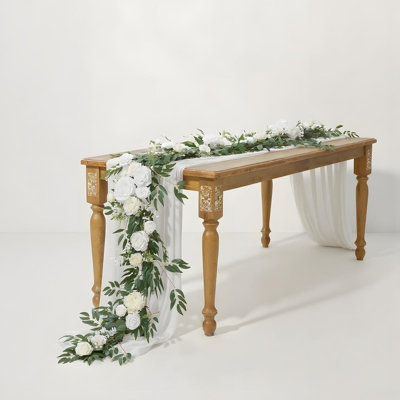 Guirlande de fleurs de feuilles de saule eucalyptus - 70 pouces Eucalyptus et rose, décoration de table chérie pour réception de mariage, guirlande de fleurs artificielles pour manteau de cheminée, cérémonie de jardin printanier, décoration de mari