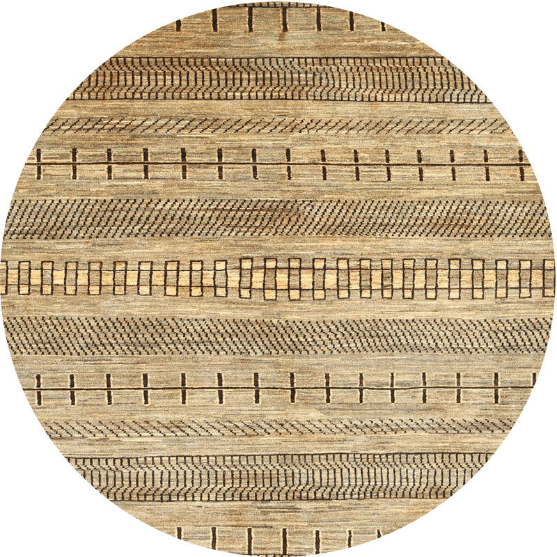 Tapis contemporain brun / gris, Rond 5 pi