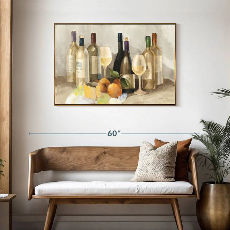 Vin et fruit II - lumière, Cadre flottant doré, 43 po x 29 po