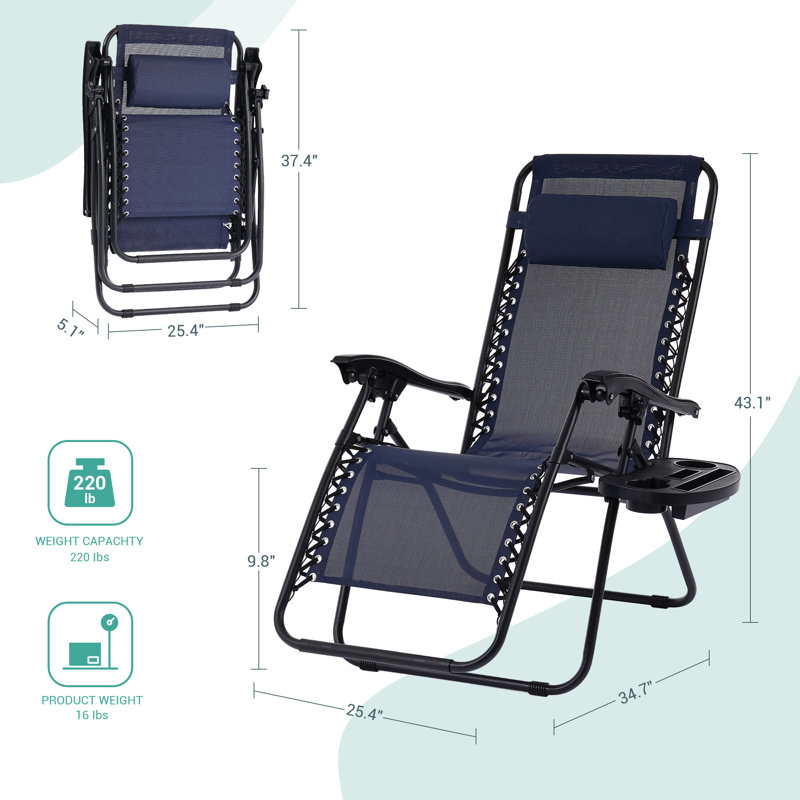 Daileen Folding Recliner Chair, Navy