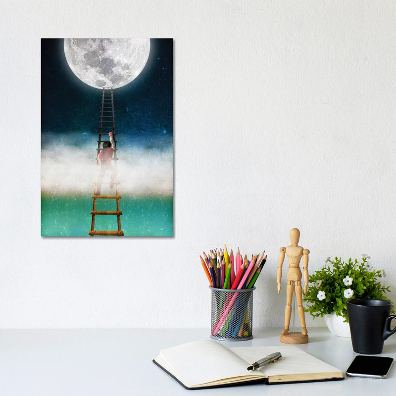Portée pour la lune ii, H 8 po x l 12 po x P 0,75 po, Toile tendue, Pas de tapis