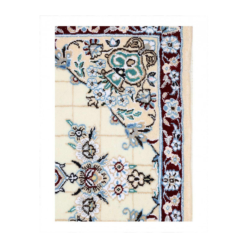 Ivory Fine Hand Knotted Persian Silk & wool Nain 2'5"X 3'3"