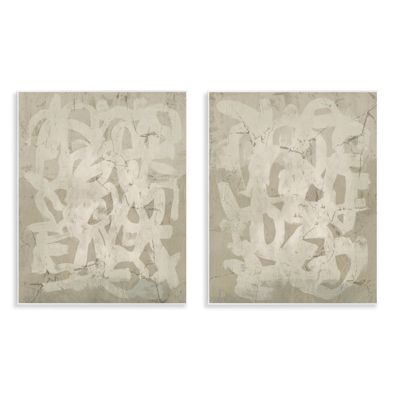 "Beige Neutral Brutalist", ensemble de 2 plaques murales par June Erica Vess