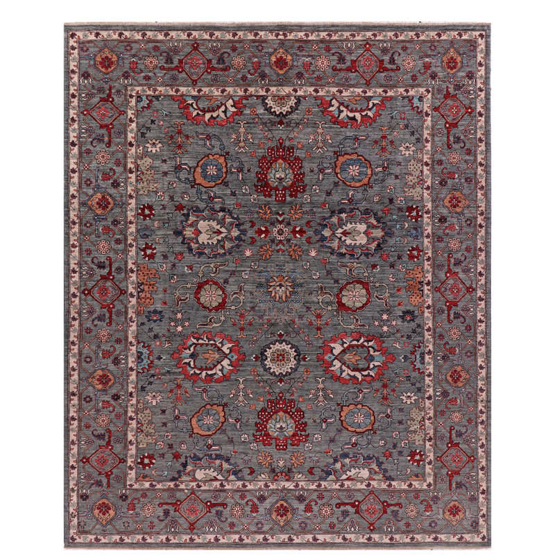 Tapis oriental brun en laine noué à la main 7 pi 11 po x 9 pi 9 po Oriental