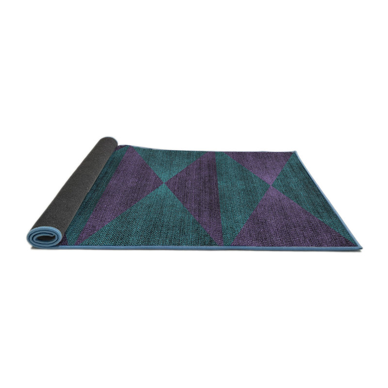 Tapis mauve/bleu à motifs, Rond 3 pi