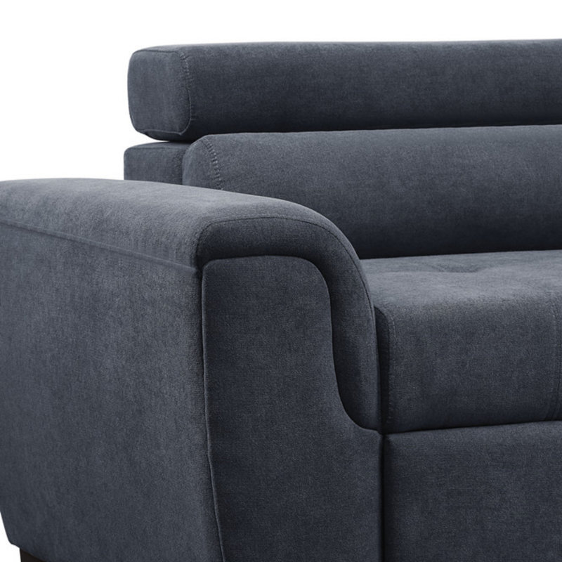 Canapé-lit modulaire en tissu avec repose-tête réglable et repose-pieds avec rangement