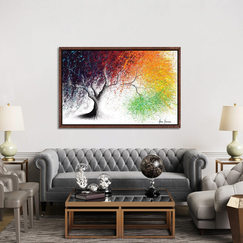Rainbow Season Tree by Ashvin Harrison - Print on Canvas, Classic Brown Wood Framed, 152.5 cm H x 101.5 cm W
