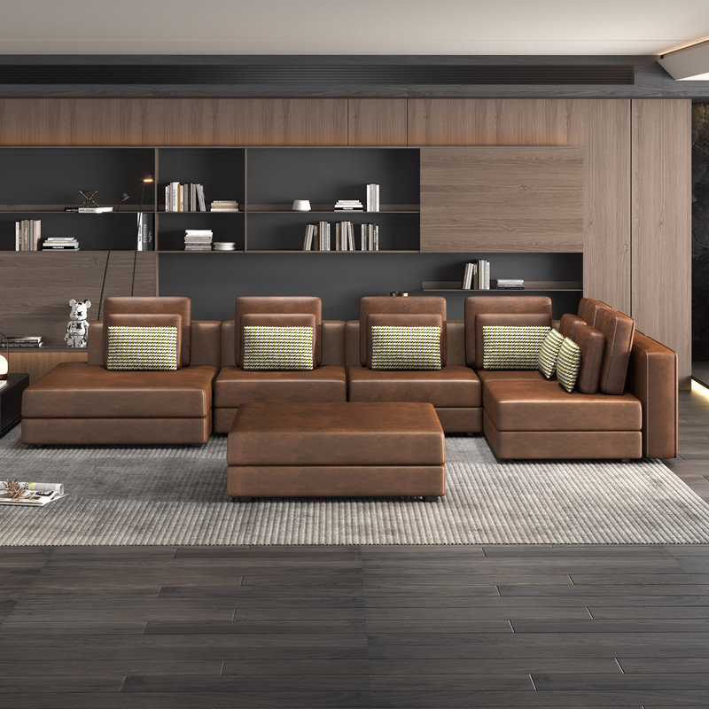 Canapé modulaire 6 pièces rembourré, Palomino brun