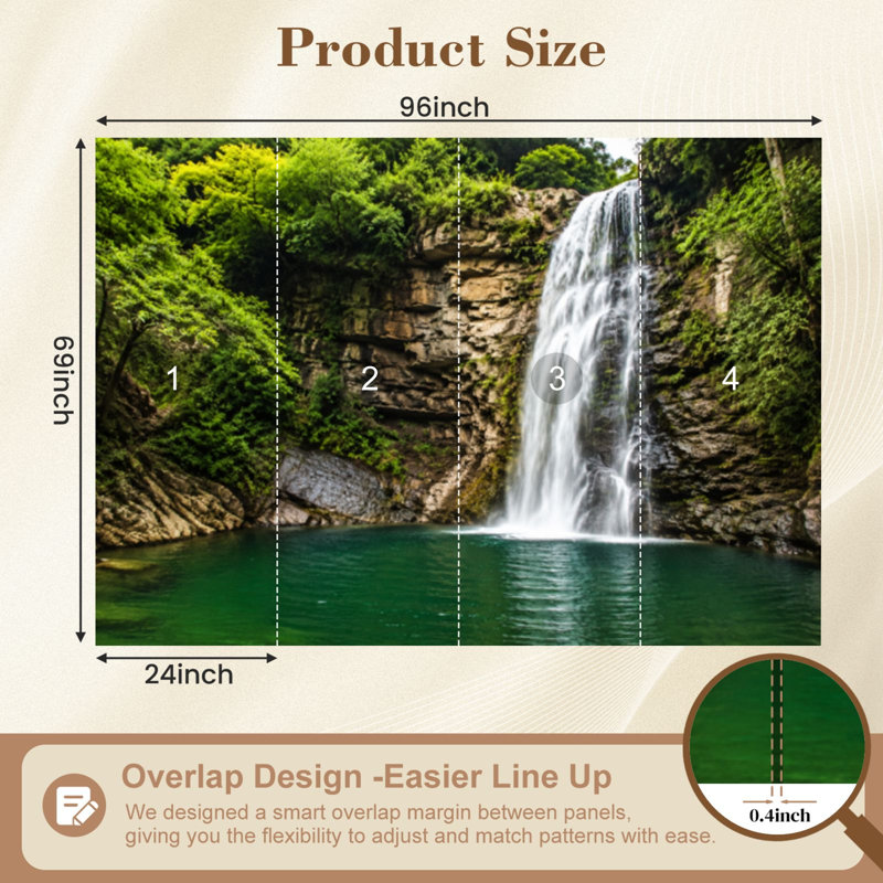 Papier peint adhésif peler et coller Waterfall Little River Canyon National Preserve Northern, L 69 po x l 96 po