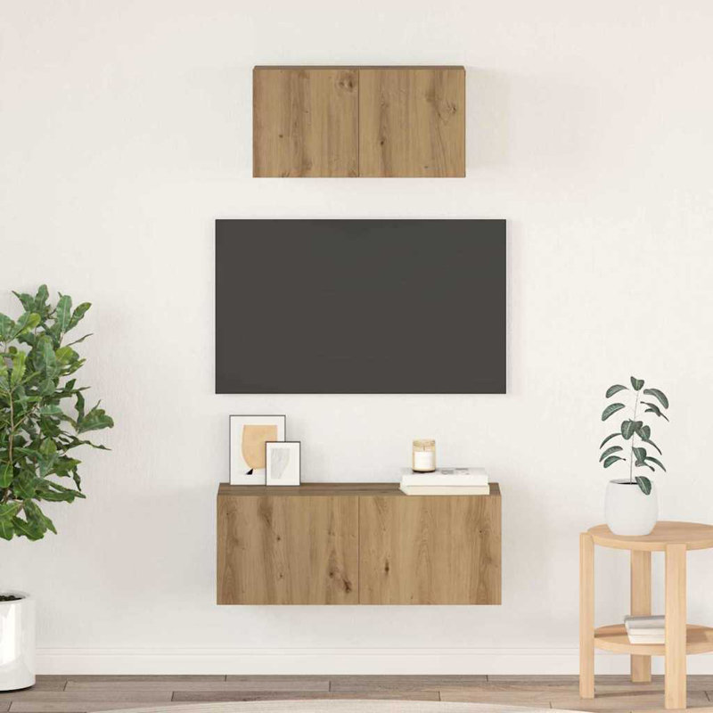 TV Cabinet Set Wall-Mounted 2 Pcs 80 X 30 X 30 Cm, Artisan Oak