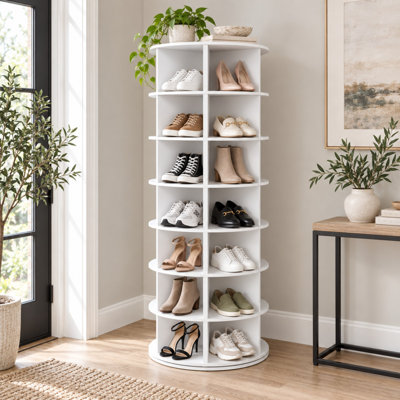 Étagère à chaussures rotative autoportante avec design de rangement pivotant à 360°