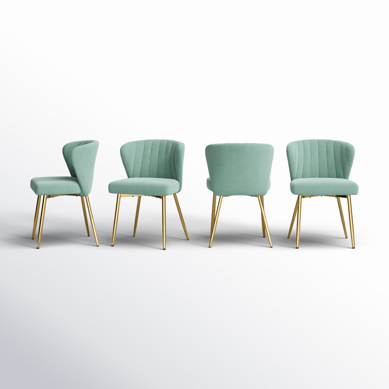 Axia Modern Tufted Velvet Wing Back Side Chair, Sage Velvet