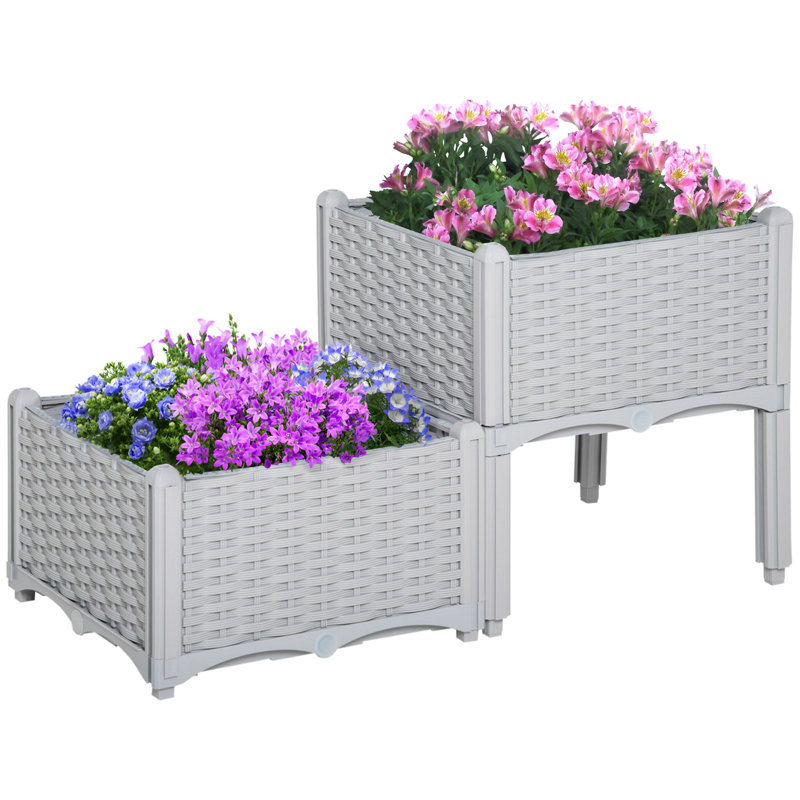 Lit de jardin surélevé avec pieds 2 pièces Outsunny, Gris
