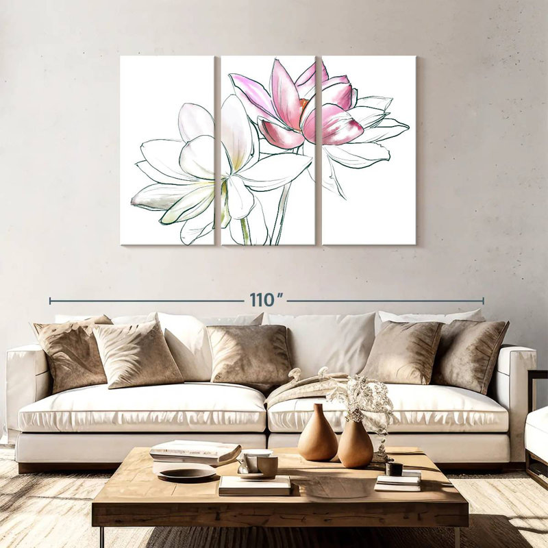 Duo de fleurs de lotus Harnek, H 48 po x l 74 po