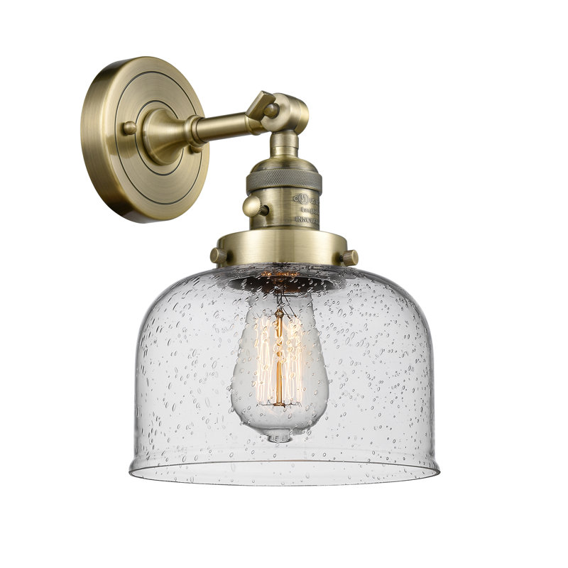 Applique murale 1 lumière 5 po Bell, Laiton antique, Ampoule à DEL rétro de 3,5 W, Grainé