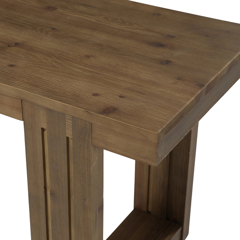 Table de salle à manger 62 "en bois massif pour 4-6 personnes, table de cuisine avec double piédestal pour salle à manger
