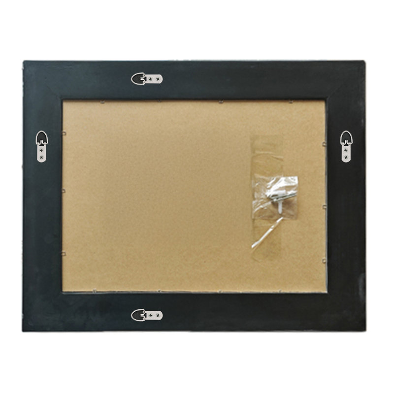 Kelleher Solid Wood Rectangle Mirror, Distressed Black, 60cm H x 50cm W
