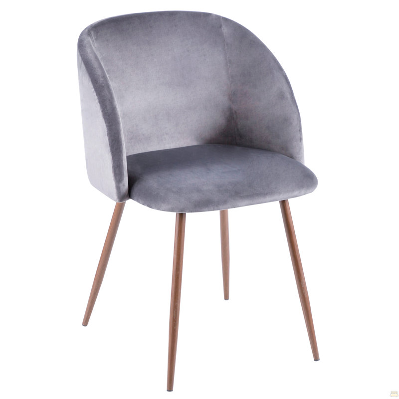 Chaise de salle à manger / d'appoint contemporaine en noyer avec velours gris - ensemble de 2