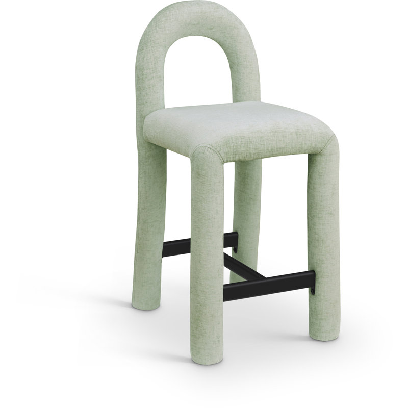 Amari Stool, Chenille Fabric, Mint