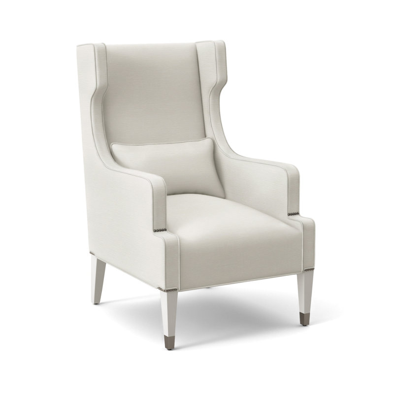 Thom Filicia Home Wingback Chair, Nadia Parchment, Casa Blanca