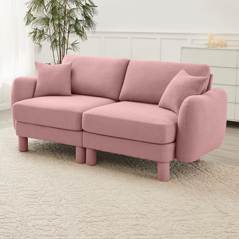 Canapé-lit 2 places en tissu Boucle, 2, Rose