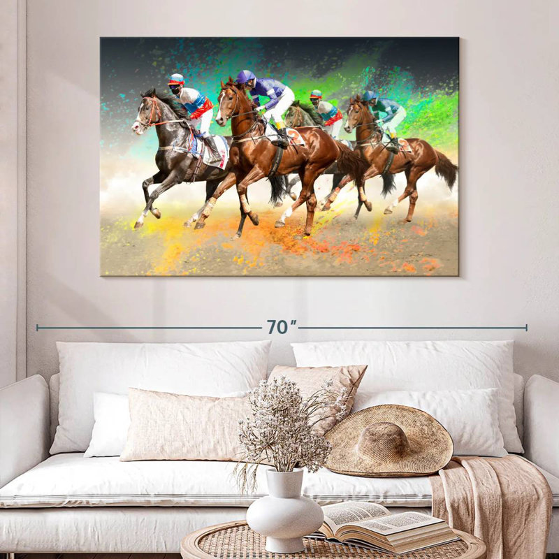 Course de chevaux Sirci, H 34 po x l 51 po