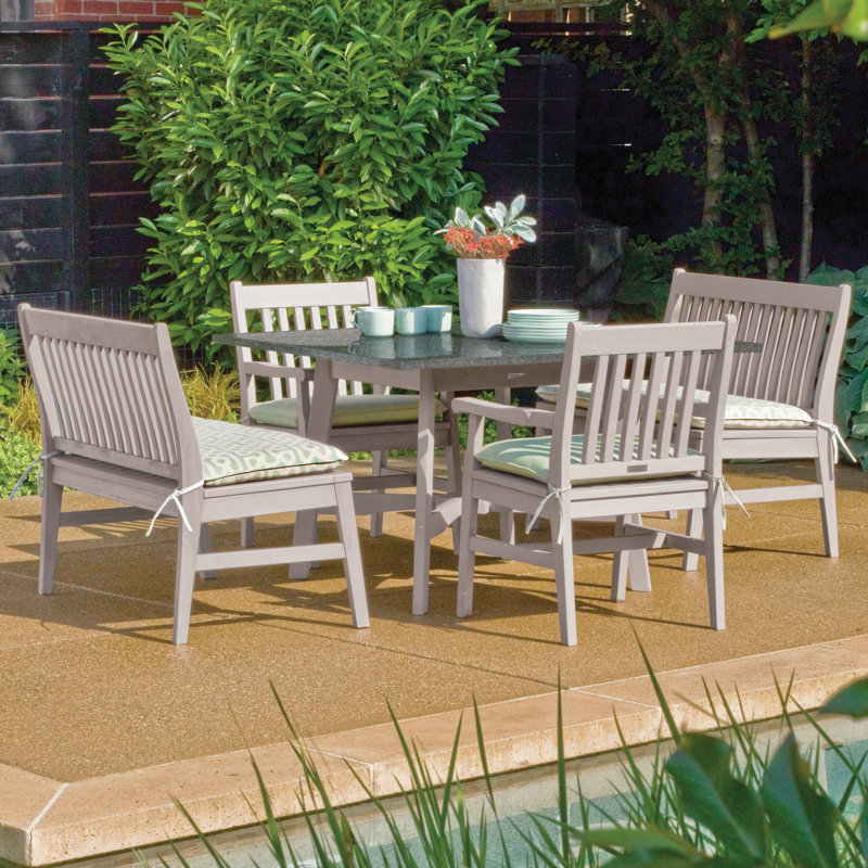 Wexford Outdoor 5 - Piece Dining Set, Natural, White