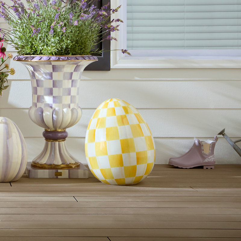 Mint Check Large Egg, 10 in x 7 in, Teal/White