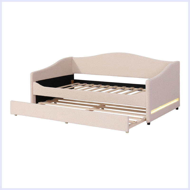 Lit de jour avec couchette Magnotti, Lit simple, Beige