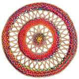 Firecracker Hand-Crafted Upcycled Cotton And Jute Round Meditation Mat With Jali