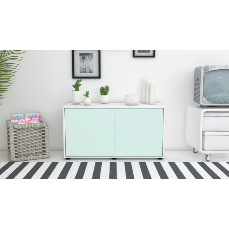 Tylor 92cm W Chest of Drawers, White/Light blue