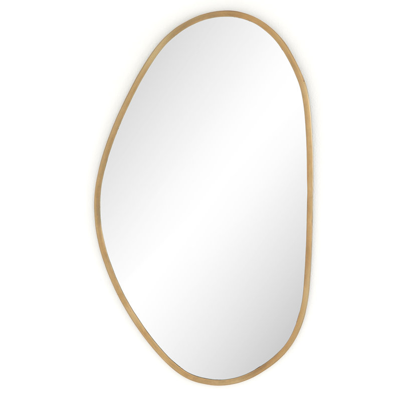 Nils Metal Flat Wall Mirror, Antique Brass