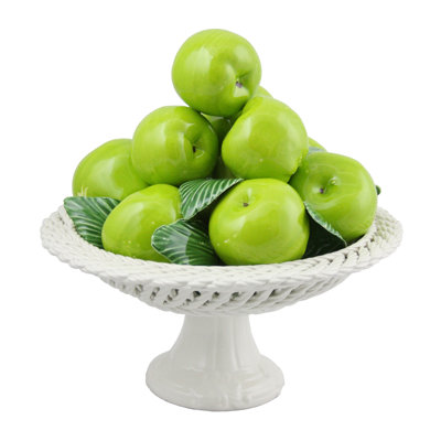 Ceramic Green Apples Centerpiece Capodimonte Porcelain